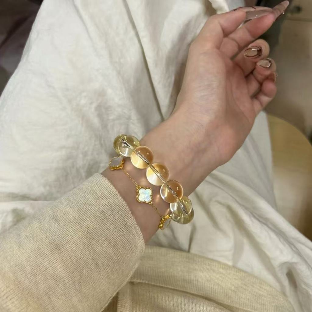 Citrine Citrine Big Mi Vòng tay Đường kính may mắn Tính khí Citrine Quà tặng Bán chạy Sự nghiệp tự n