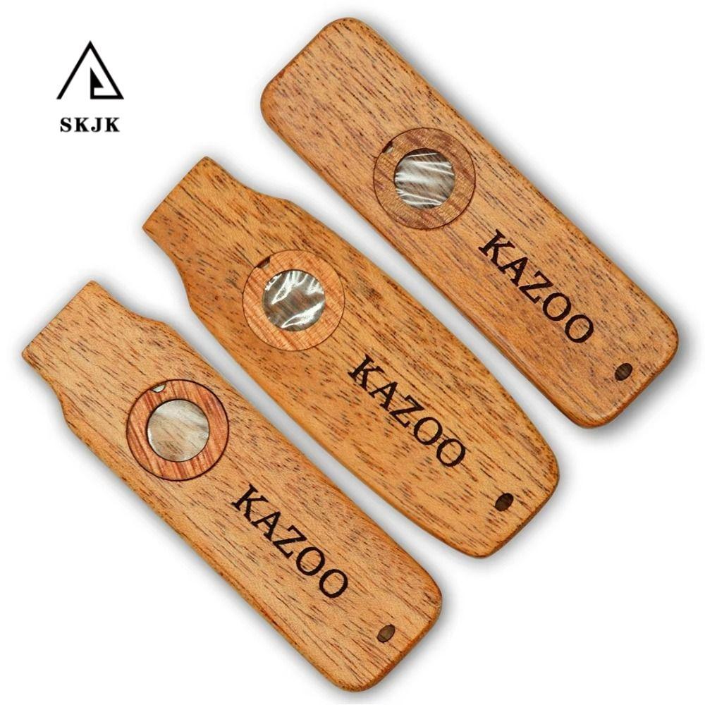 SKJK Nhạc cụ nhẹ Kazoo, có dây buộc Kazoo bằng gỗ bằng gỗ, Nhạc cụ bền bỉ chống mài mòn Nhạc cụ sáo 