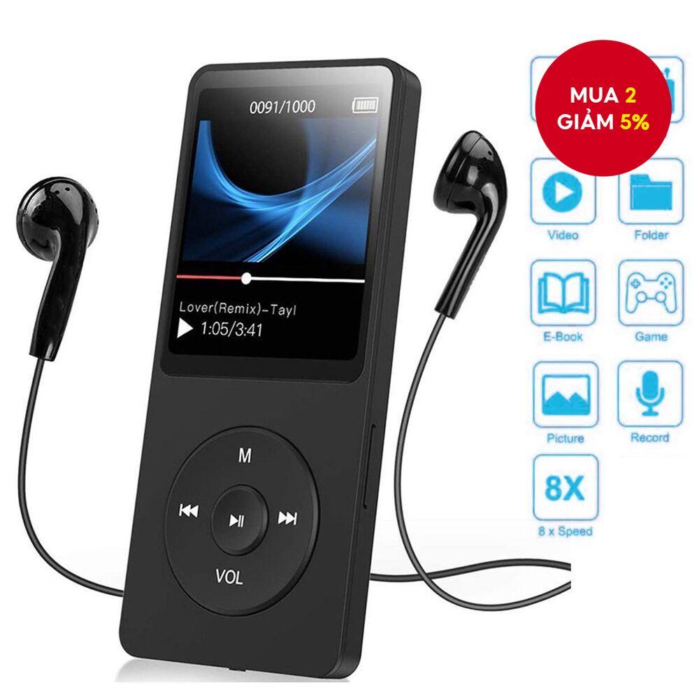   Máy nghe nhạc MP3 MP4 hỗ trợ Bluetooth HiFi loa nhạc thể thao radio FM ghi âm hỗ trợ thẻ TF 128GB. 