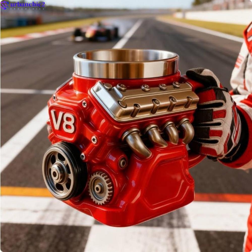 For Car Enthusiast Stainless Steel V8 Engine Coffee Mug with Personalized Option