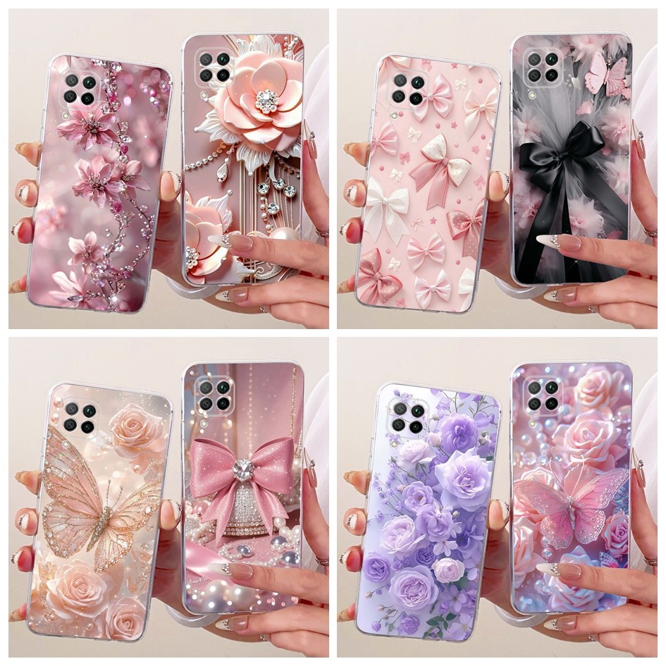 Dành Cho Huawei P40 Lite Ốp Lưng Nova 7i Cover JNY-L21A JNY-L01A JNY-L21B Vỏ Silicon Mềm Bướm Hoa Th