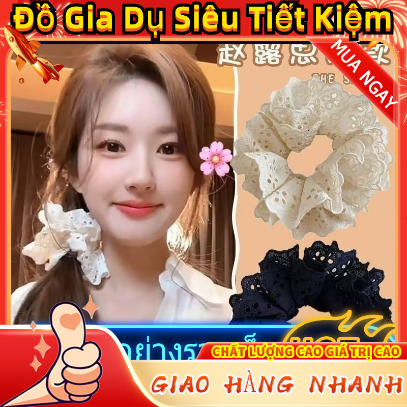 Cùng Phong Cách Màu Ren Dây Buộc Tóc Nữ Dây Buộc Tóc 2025 Phong Cách Mới Buộc Tóc Mũ Đội Đầu Hoa Phụ