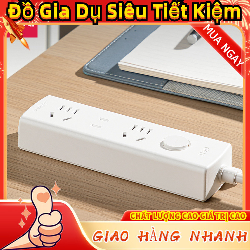 Deli LX120 Hạt Trắng Series Dây Nối Dài Ổ Cắm 1.8m Hộp Màu Văn Phòng Hộ Gia Đình Dây Ban M99D