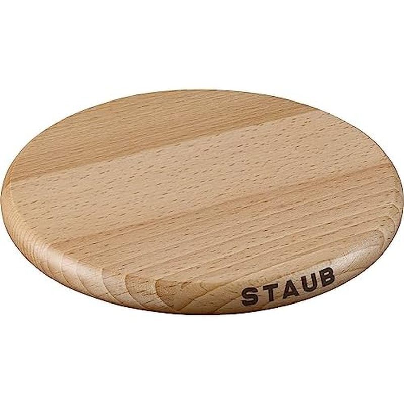 STAUB Cast Iron 6-inch Round Magnetic Wood Trivet