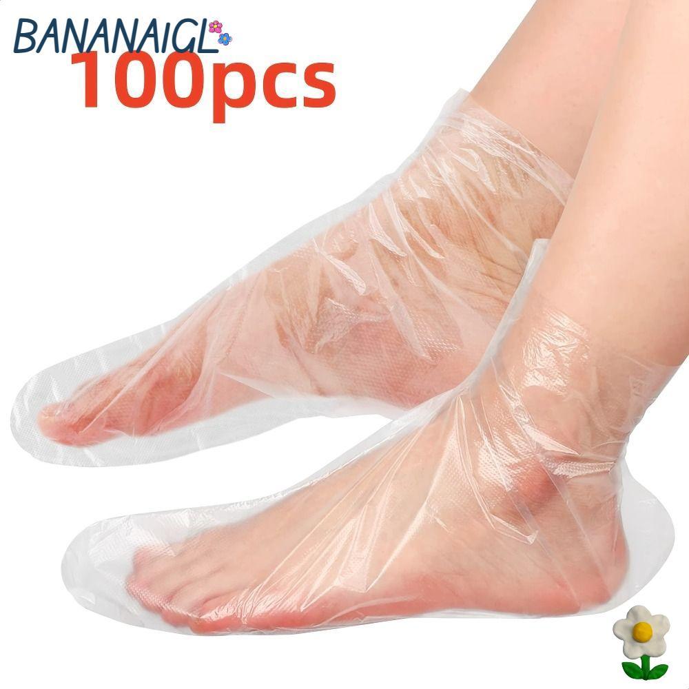 BANANA1GL 100 Miếng bảo vệ chân, Vỏ chân dùng một lần chống nhiễm trùng dưỡng ẩm, Chất liệu PE trong