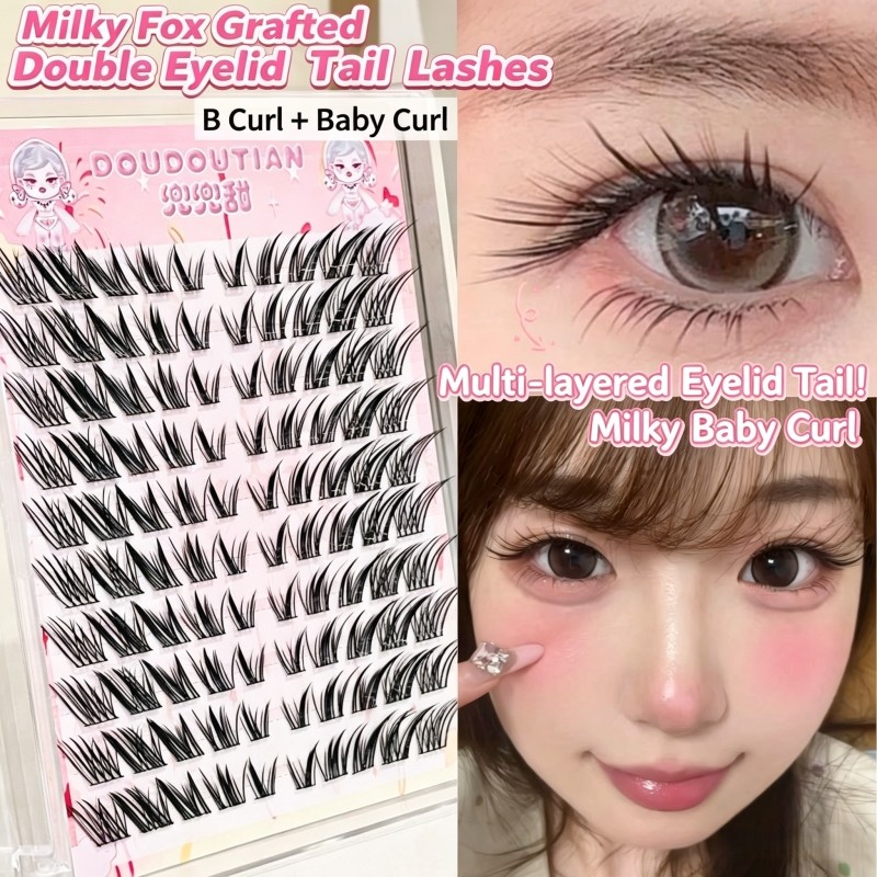 DOUDOUTIAN Milk Fox Fox Double-Eyed Cold Fox Series Clear Pure Desire Lông mi giả