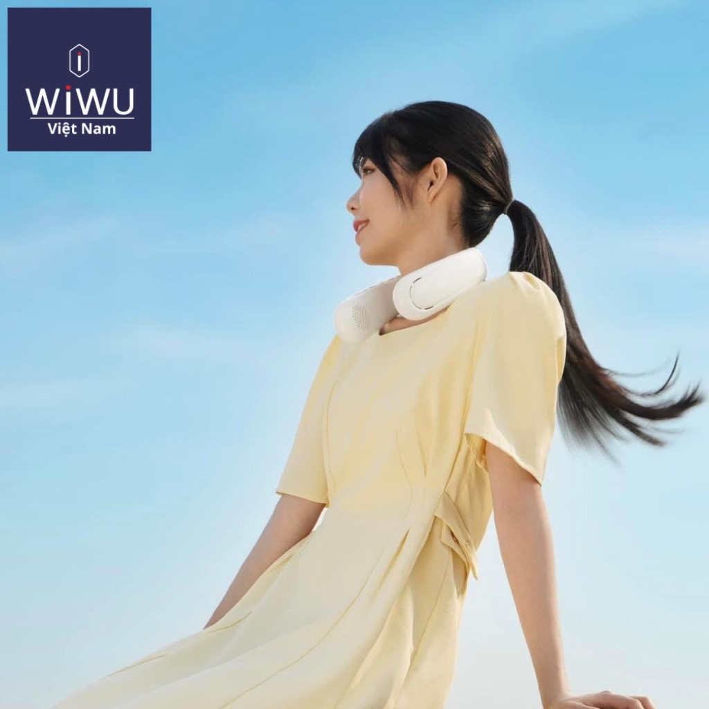 Wiwu Halter Neck Fan FS02 Quạt đeo cổ  3 mức điều chỉnh gió. Hàng Chính Hãng