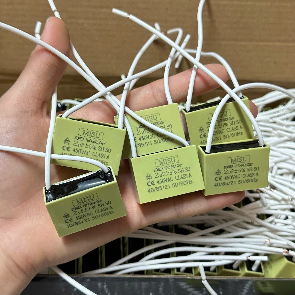 Hàng đẹp tụ MISU VUÔNG dây 2uf - 2,5uf 450V  .