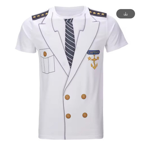 Áo thun nam Captain Pattern 3D In tay ngắn, Áo sơ mi nam thời trang hàng ngày mặc mùa hè thông thườn