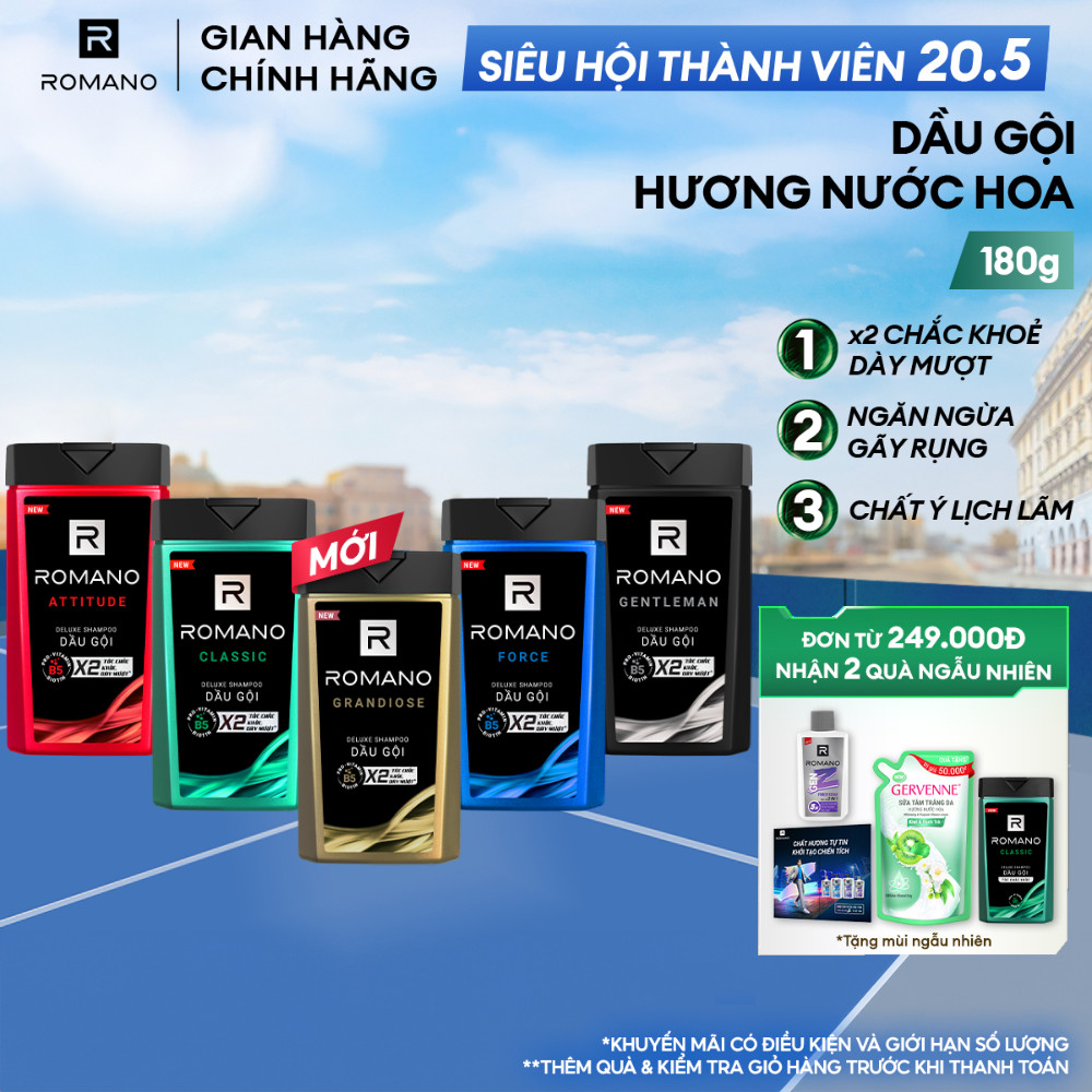 Dầu gội nam Romano hương Nước hoa nam 180g