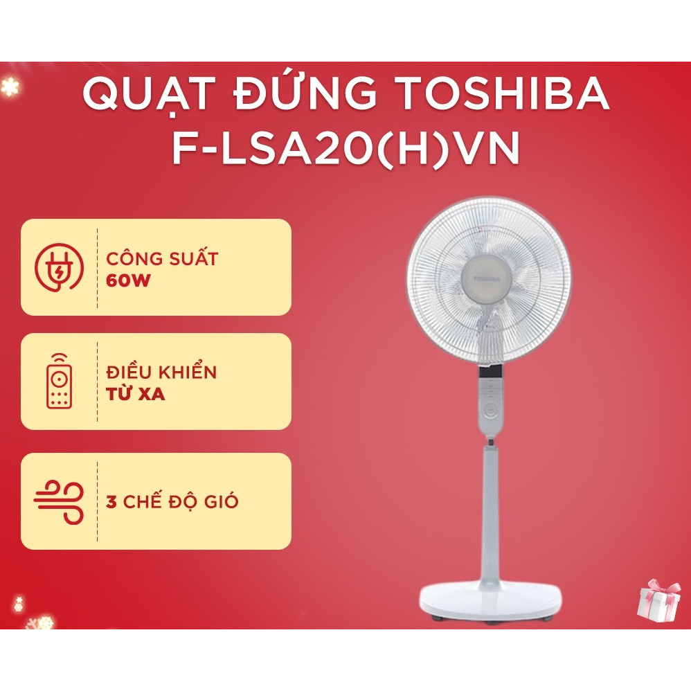 [Hỏa tốc 1h] Quạt Cây Đứng Toshiba F-LSA20(W)VN | F-LSA20(H)VN 60W Điều Khiển Từ Xa - 5 cánh - BH Ch