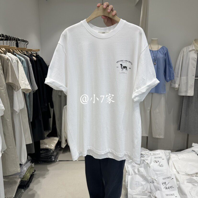 IRVINE Nam Nữ Mới Graffiti In Chữ Cổ Tròn Cotton Áo Thun Nữ Tay Ngắn