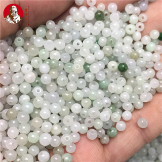 ((50 cái/gói) Hạt jadeite ngọc lục bảo Myanmar màu xanh trắng bóng tự nhiên, dùng làm vòng tay 3mm)