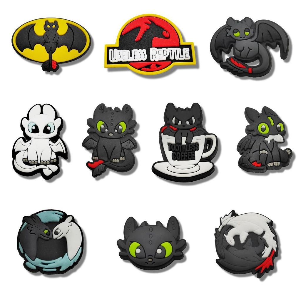 Set charm BÍ KÍP LUYỆN RỒNG gắn dép cross, Nút gắn jibbitz sticker dép cross trang trí cham 2D nhựa 