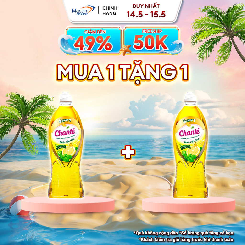 Nước rửa chén Chanté cao cấp 8 trong 1 hương chanh Pháp & húng tây 750gr
