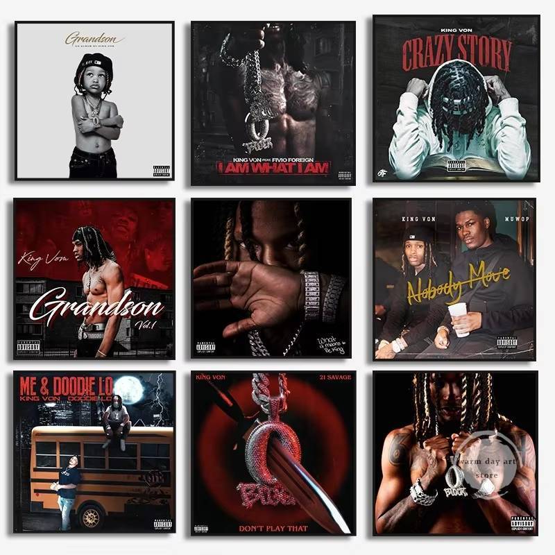 King Poster Von Welcome To O'Block Art Hip Hop Music Album Cover Poster Canvas Painting Picture Room