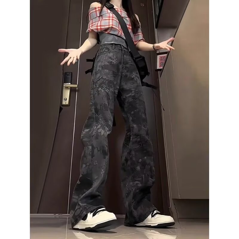 ArguE Niche Retro Đau Khổ Smudge Nặng Nhiều Túi Quần Áo Da Nút Kim Loại Xếp Ly Quần Ống Rộng Nam