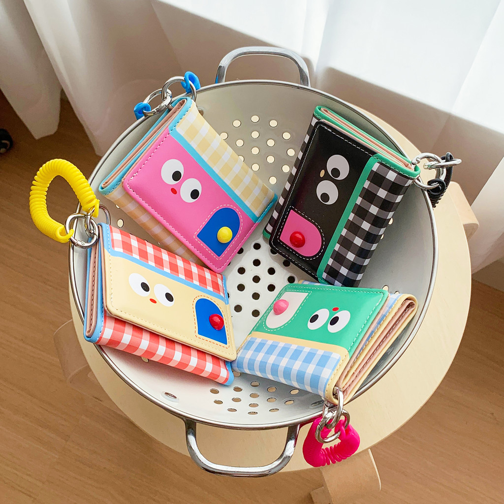 Hoạt Hình Dễ Thương In Hình Ví Nữ Dễ Thương Trifold Khóa Đa Năng Nhiều Thẻ Ví Đựng Tiền Mặt