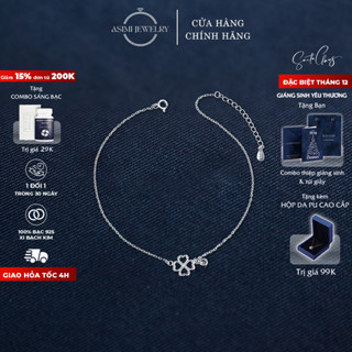  Lắc chân nữ bạc S925 Cỏ 4 Lá Asimi Lắc chân bạc bạc Ý may mắn đồng hành Everluck Clover LC15 