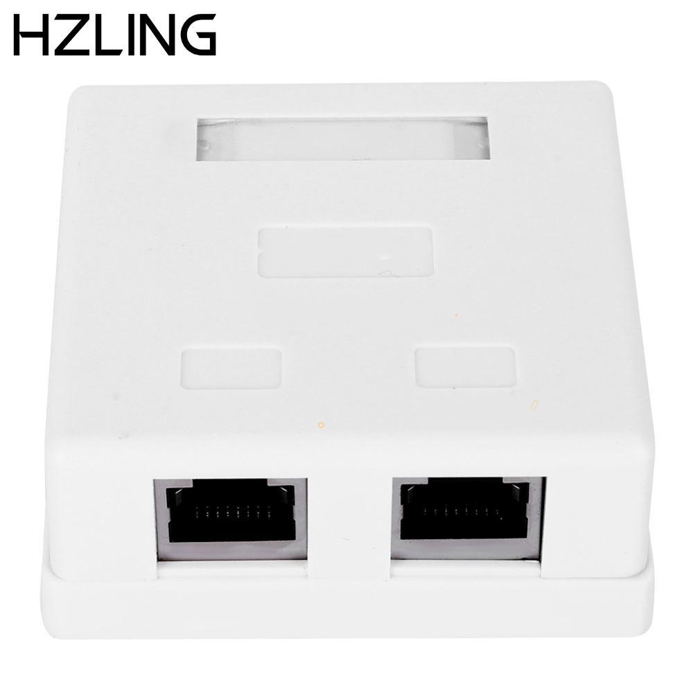 Hộp gắn bề mặt HZLING, Cat 5e Shield 2 cổng RJ45-8P8C Mount Box, Dễ dàng gắn RJ45-8P8C với ốc vít và