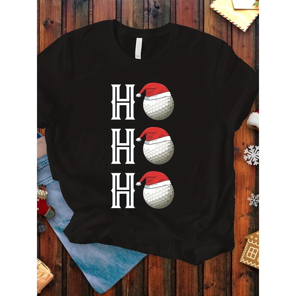< Hahaha} Áo thun Giáng sinh Golf Hood Áo thun Unisex