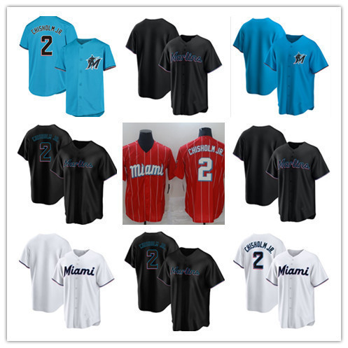 Đồng phục bóng chày thêu Jersey Marlins 2 Miami Chisholm Jr.
