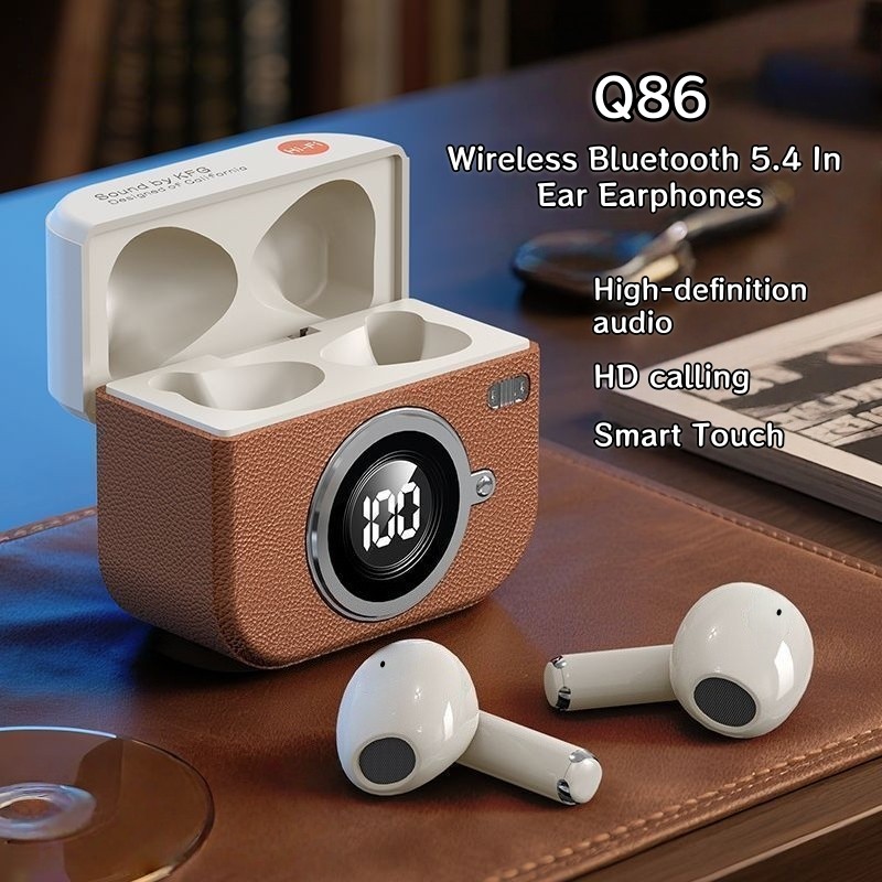 Tai nghe bluetooth 5.4 không dây Q86, micrô tích hợp, gọi độ phân giải cao, điều khiển cảm ứng vân tay, thích hợp cho nhiều hệ thống