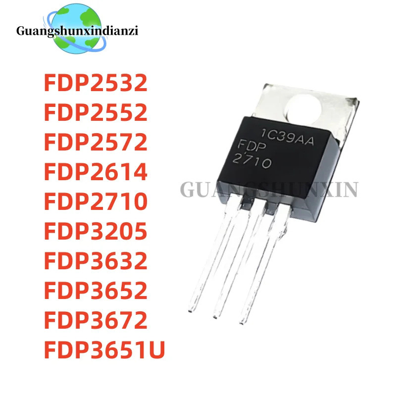 5 Chiếc FDP2532 FDP2552 FDP2572 FDP2614 FDP2710 FDP3205 FDP3632 FDP3652 FDP3672 FDP3651U TO-220 Hiệu