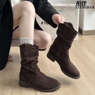 Bot nữ cổ cao 3p,Boot da lộn,Chiều cao gót 3CM,vải chất lượng cao,size35-41