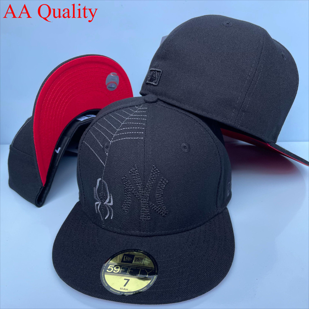 Mũ Bóng Chày New Era 59FIFTY Hình Nhện Đen, Phong Cách Halloween, Viền Phẳng
