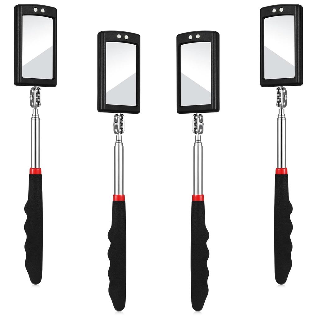 BBTO 4 miếng Gương kiểm tra kính thiên văn LED chiếu sáng Công cụ gương kiểm tra linh hoạt để kiểm tra các bộ phận nhỏ của xe quan sát (Phong cách hiện đại)