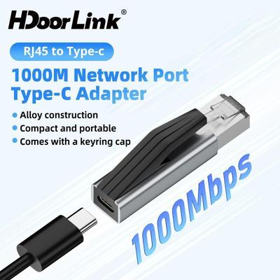 HdoorLink USB C Sang Ethernet Adapter 1000Mbps Truyền Tốc Độ Cao USB C Nữ Sang RJ45 Mạng Chuyển Đổi Cho PC Laptop Điện Thoại