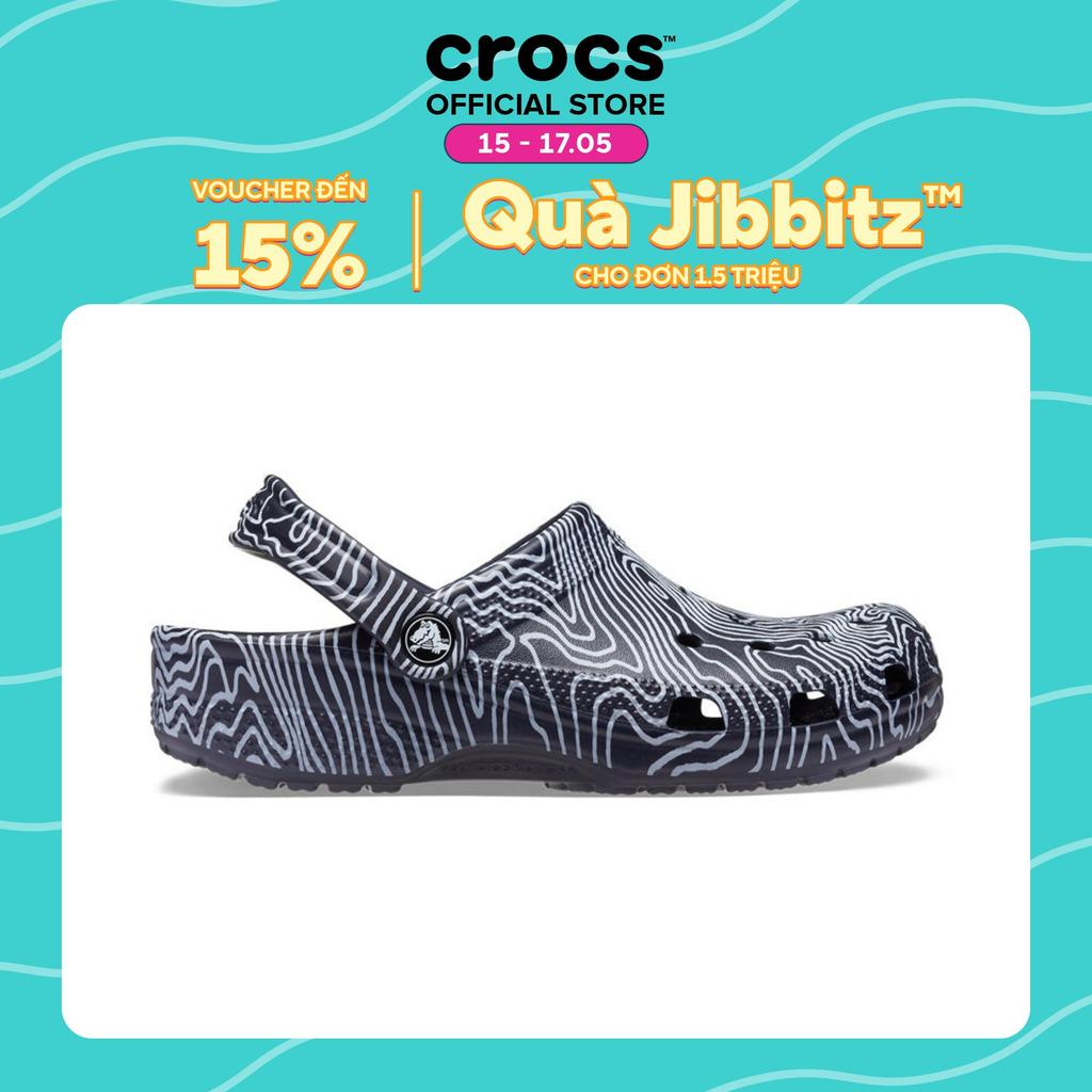 Giày Clog Unisex Crocs Topographic Classic - Deep Navy - 208263-4LF