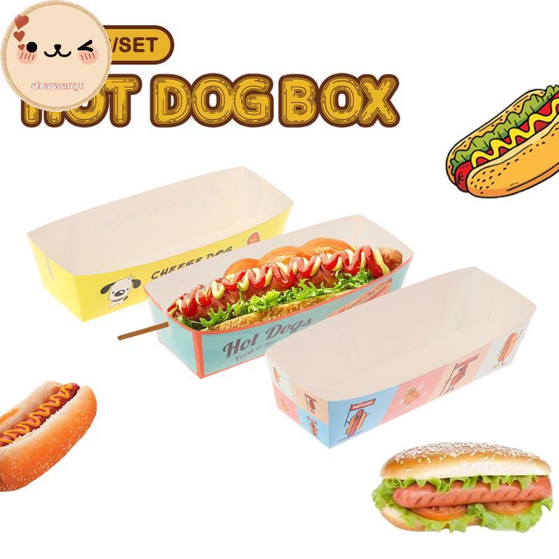 Chee 100 Chiếc Không Lạnh Nửa Dài / Hotdog Khay Có Thiết Kế In Hình Hotdog Sandwich Hot Dog Paaging 