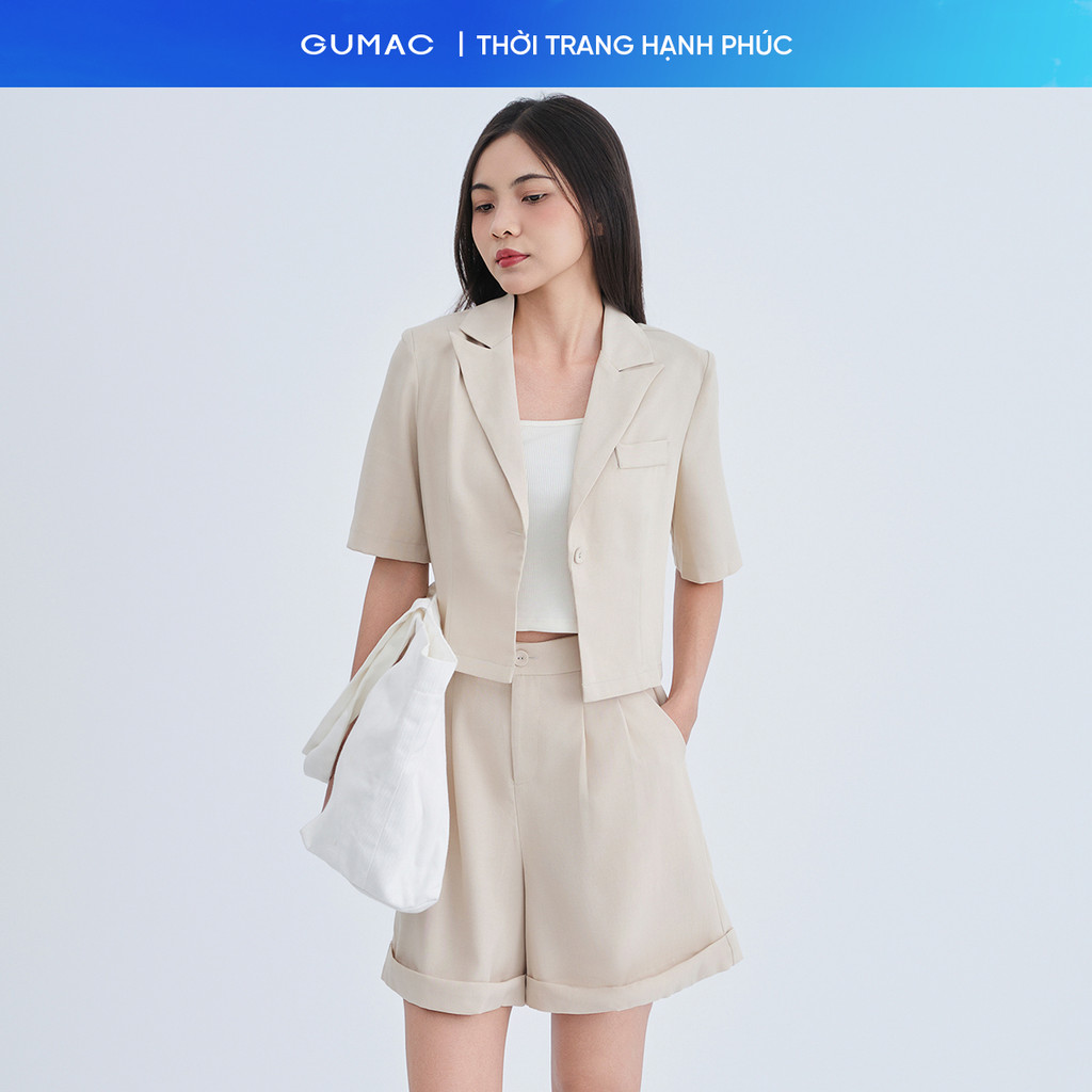 Set lẻ Áo Blazer nữ Gmorning - GUMAC lửng  YOWE07070 - Quần short nữ Gmorning - GUMAC lai lật YSHE07