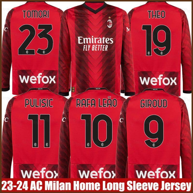 Jersey AC Milan 2023-2024 sân nhà phiên bản dành cho Giroud, Pulisic, Leao và Tomori - Áo bóng đá dà