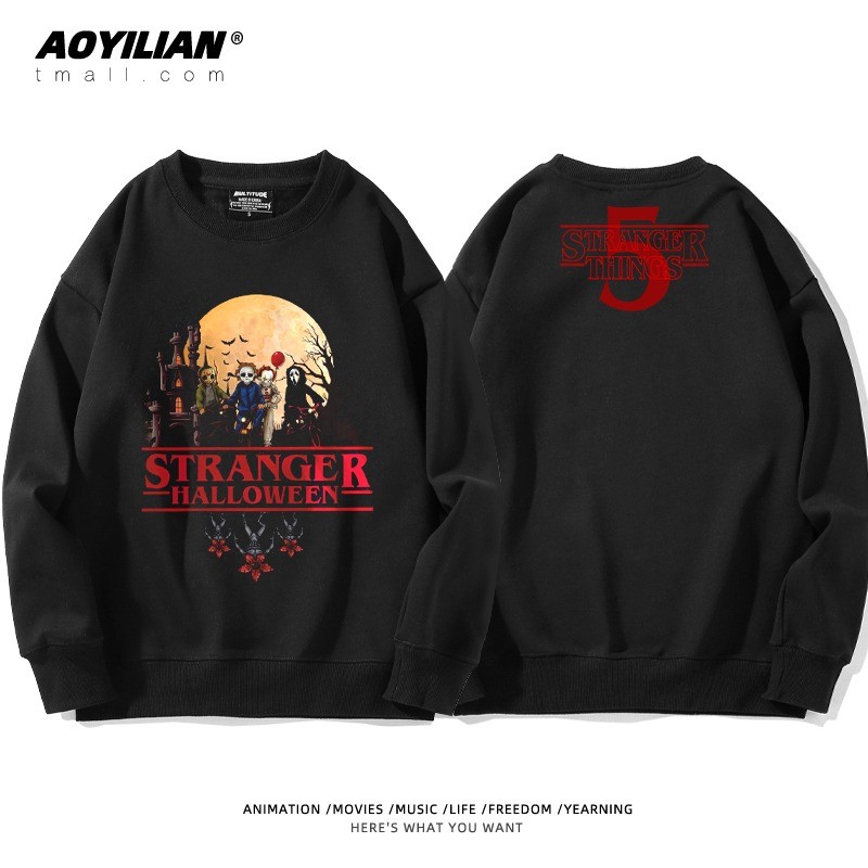 Bán chạy áo len cổ tròn nam Stranger Things với hình Eddie và Dustin