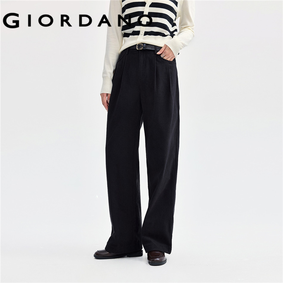 GIORDANO WOMEN Corduroy pleated pants 05414671