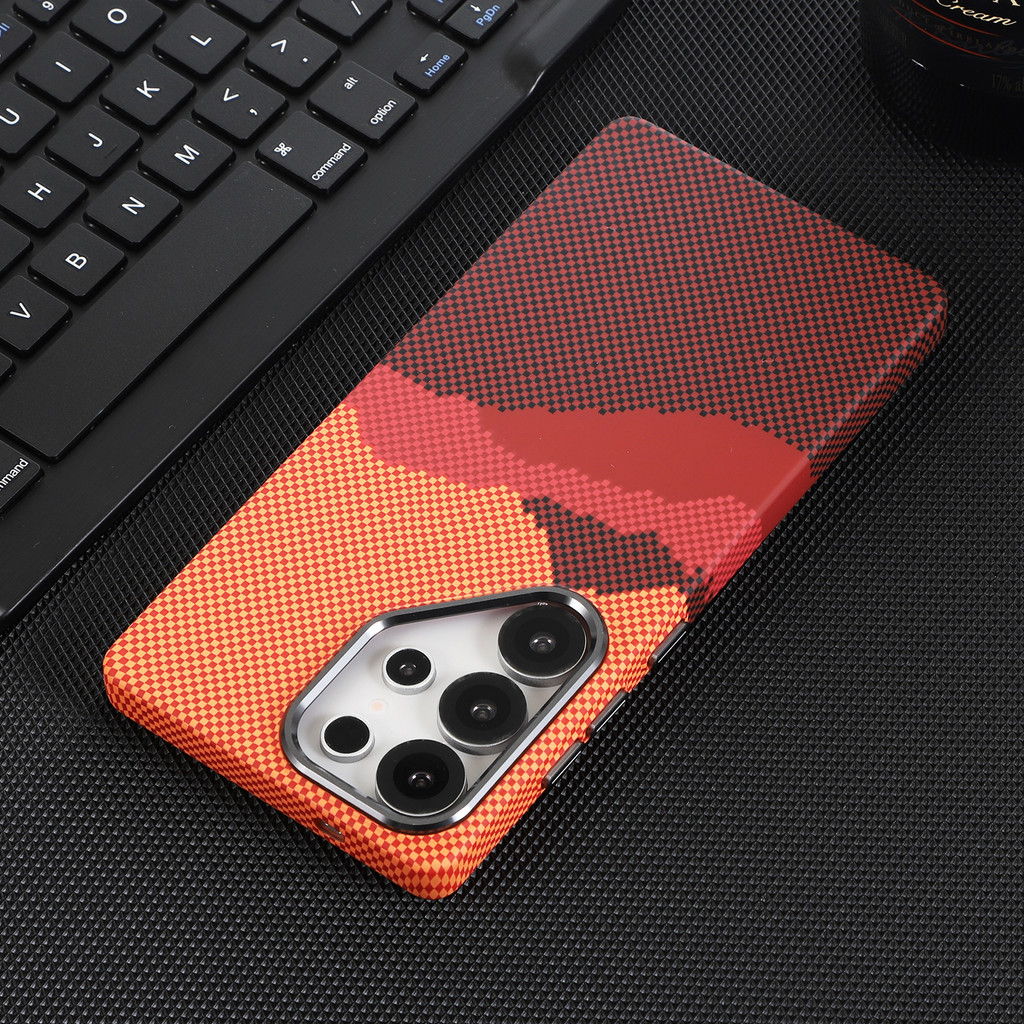 Ốp điện thoại từ tính họa tiết sợi Carbon Kevlar cho Samsung Galaxy A56 S24 Ultra S25 Plus S25 Ultra