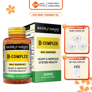  Viên Uống MASON NATURAL Hỗ Trợ Sức Khoẻ Hệ Thần Kinh Và Tăng Cường Sức Khoẻ Tổng Hợp B-Complex 100 Viên 