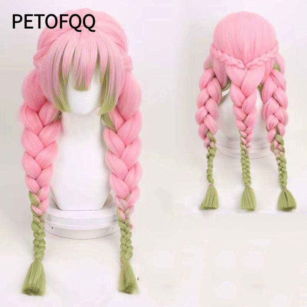 PETOFQQ Tóc giả cosplay Demon Slayer cho Mitsuri Kanroji