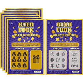 Thông báo mang thai may mắn vàng Vé xổ số giả, Ý tưởng tuyệt vời để tiết lộ bà bầu, 6 thẻ