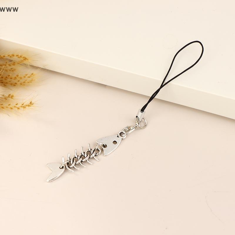 OOO fishbone điện thoại chuỗi kim loại cá bonebphone dây điện thoại di động charmkeycordaccessories 