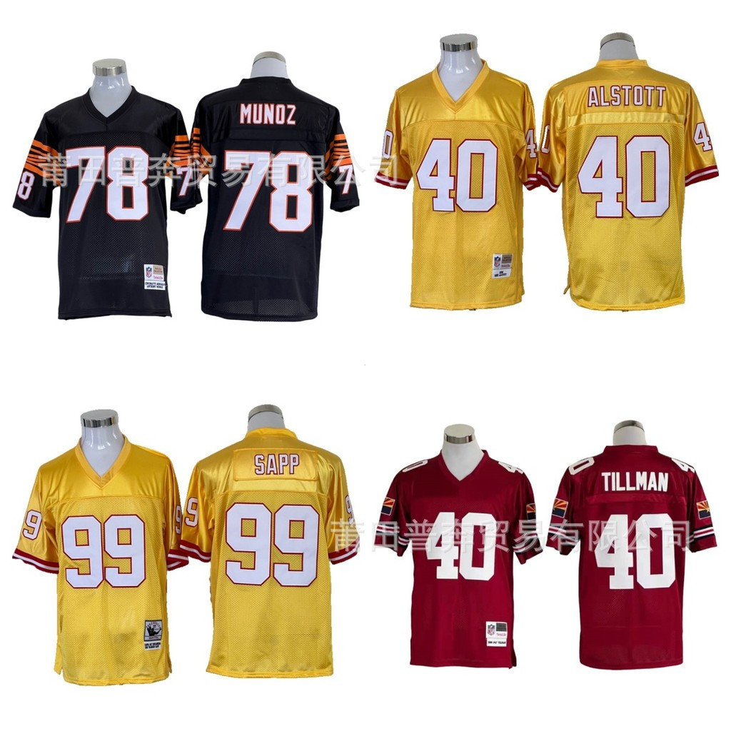 Áo sơ mi bóng đá thêu cổ điển in hình NFL The Eagles, Logo Cướp biển và Hồng y.
