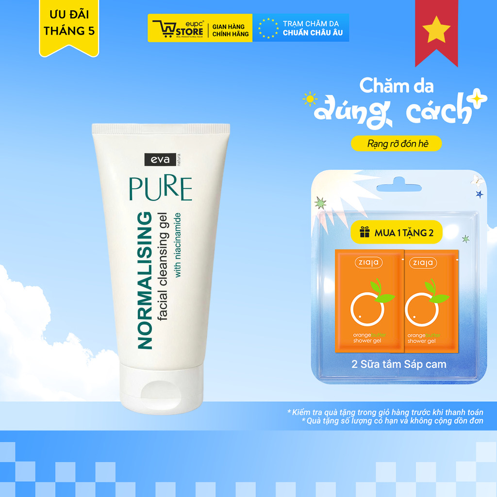 Gel Rửa Mặt Chứa Niacinamide Dành Cho Da Dầu Eva Natura Pure Normalising Facial Cleansing Gel 150ml 