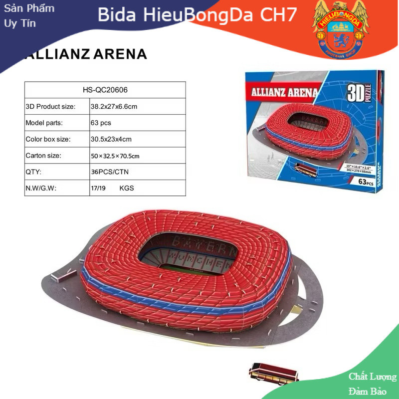 Mô hình sân vận động bóng đá SVĐ Allianz Arena Bayer Munich đồ chơi lắp ghép sân vận động bóng đá mô