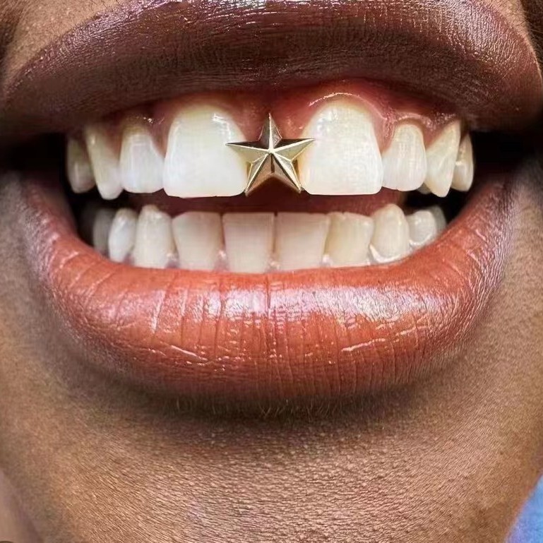 Temu Nẹp Hip-Hop Single-Tooth Ngôi Sao Năm Cánh Đồ Trang Trí Răng Thời Trang Độc Đáo Hợp Thời Trang 