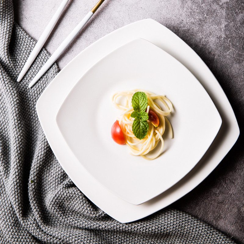 Pasta Đĩa Thực Phẩm Phương Tây Pasta Trắng Bộ Đồ Ăn Gia Đình Gốm Nguyên Chất Trắng Sáng Tạo Độc Đáo 