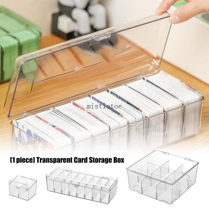 Clear Plastic Card Storage Box With Adjustable Dividers For Home Offices Organization