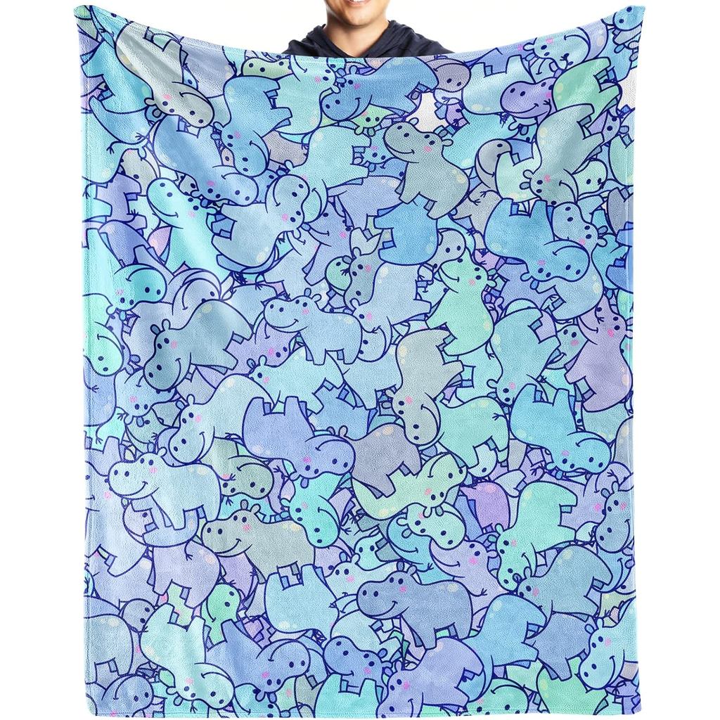 Quà tặng chăn Hippo, 40 "x50" Hippo Throw Chăn Flannel mềm, Ấm áp Nhẹ Ấm cúng Hippo Quà tặng cho bé 